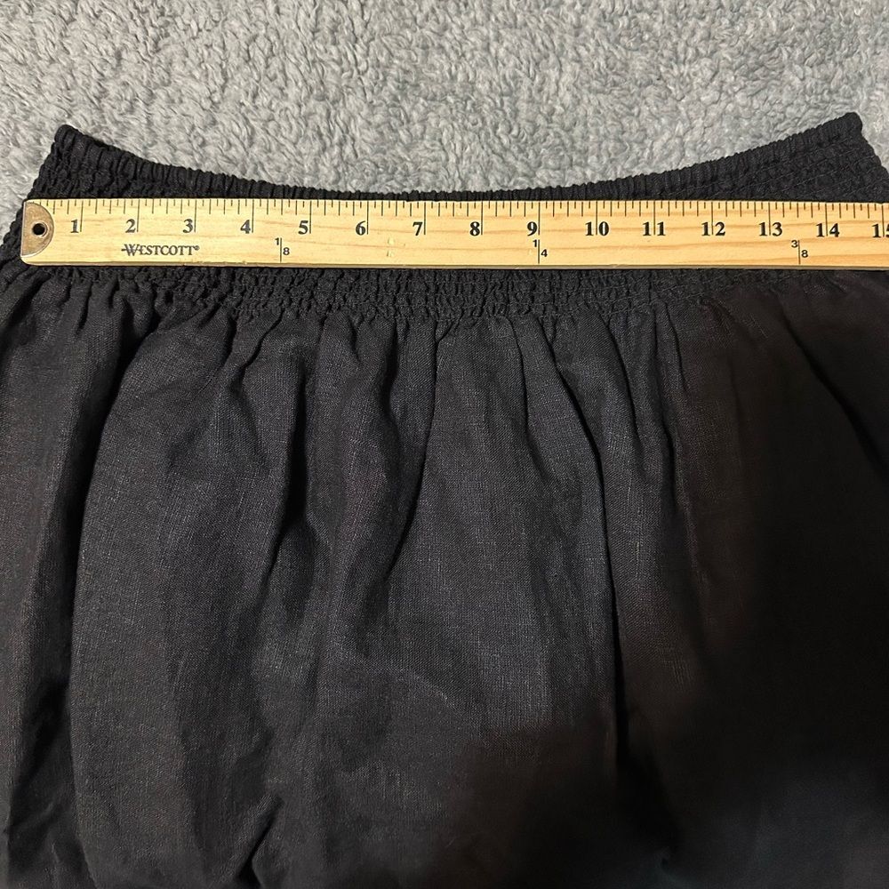 Chico’s Linen Embroidered Scallop Hem Skirt SZ 1 US 8 Elastic Waist Black - Picture 13 of 15